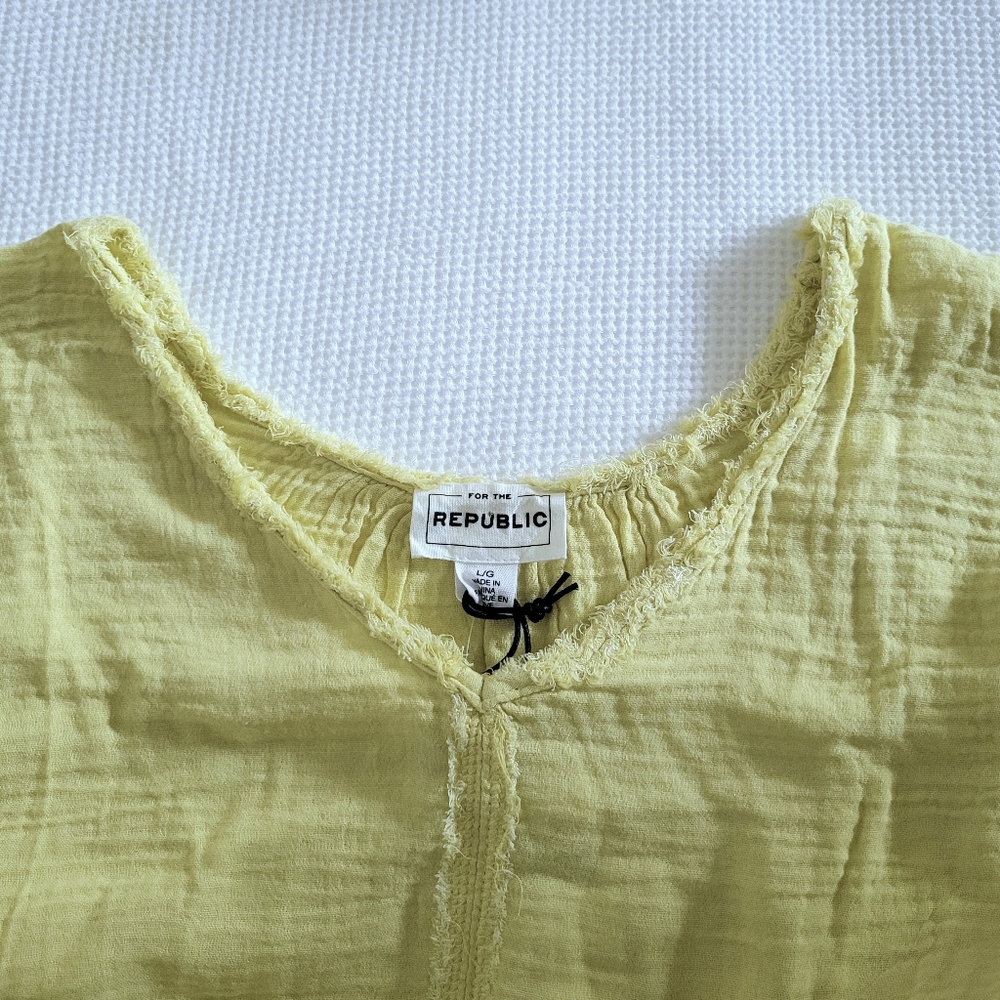 For the Republic Chartreuse V-Neck Top - NWT - Picture 10 of 13